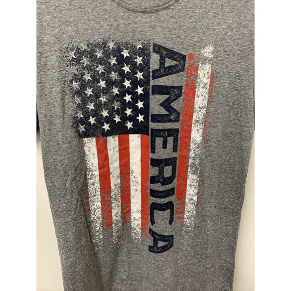 Home Of The Brave Womens T-shirt AMERICA Red White Blue Heather Gray Sz Medium - Picture 2 of 8